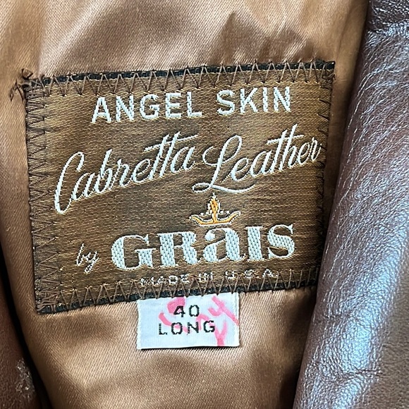 Vintage Grais Angel Skin Cabretta Leather Coat Wool Vest Liner Mens 40L Made USA - Picture 7 of 16